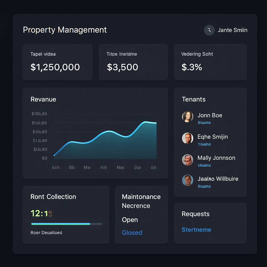ZubaRent dashboard showing rent collection and property analytics